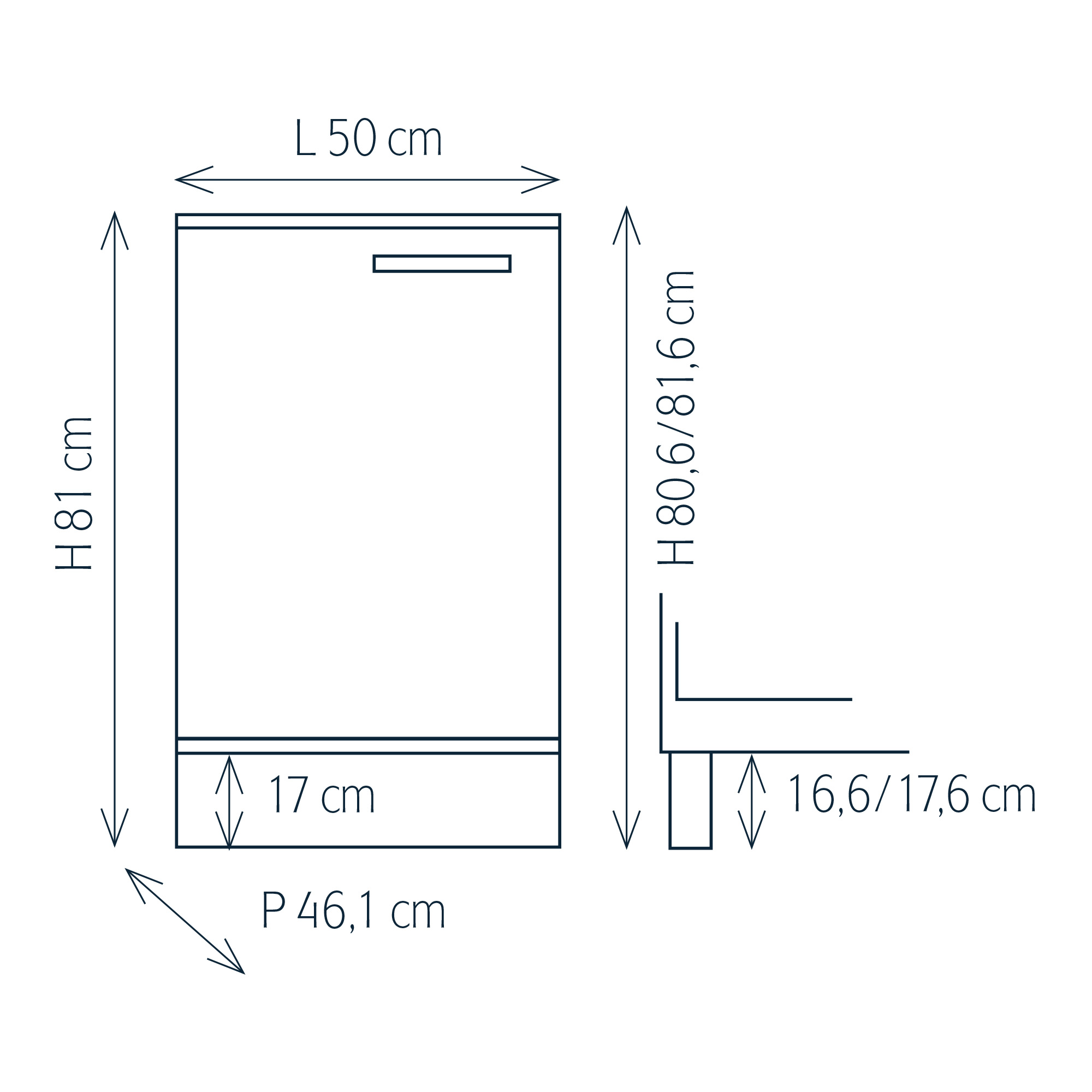 Modulo per mobile componibile con anta, 2 ripiani interni e zoccolino