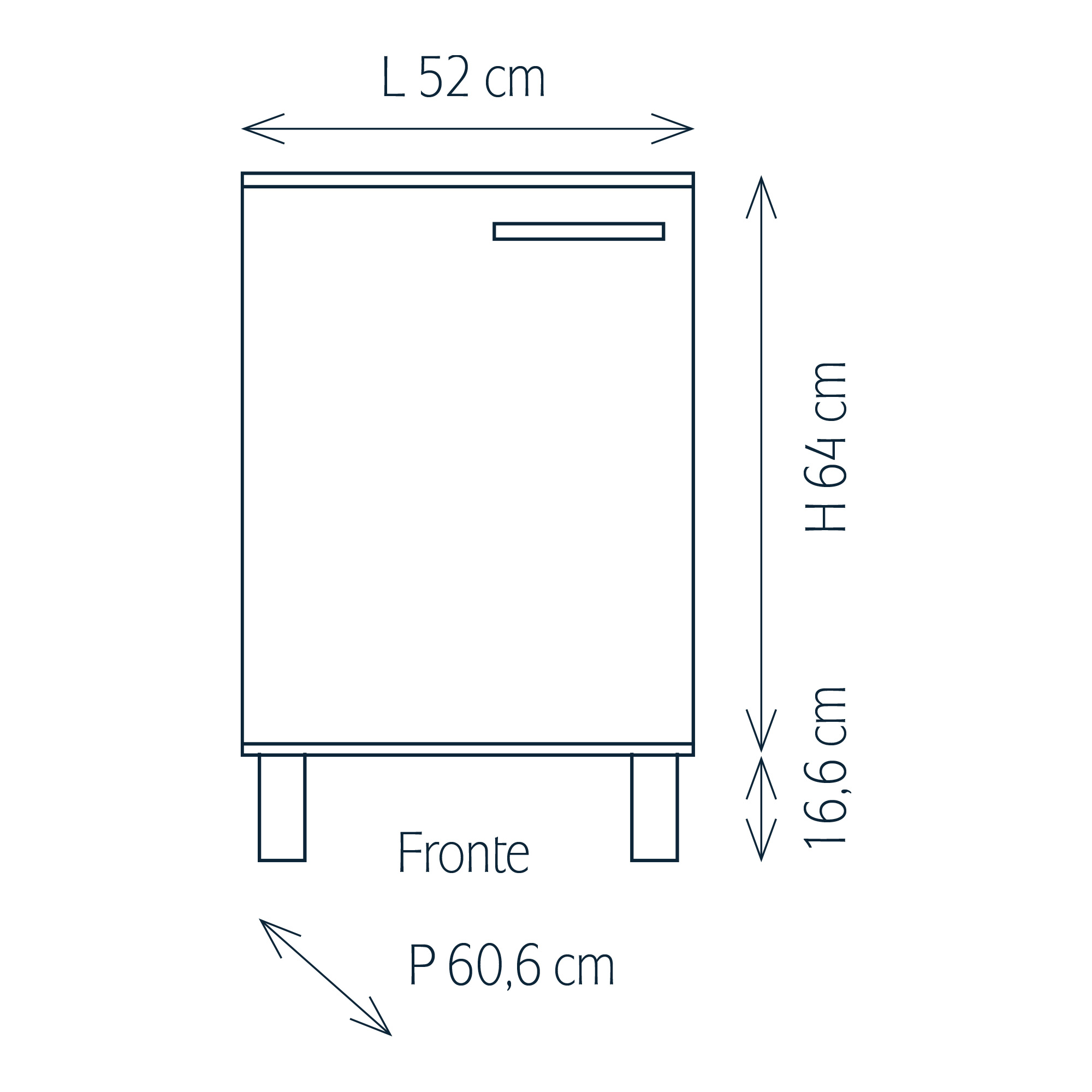 Modulo per mobile porta autoclave con anta e piedini