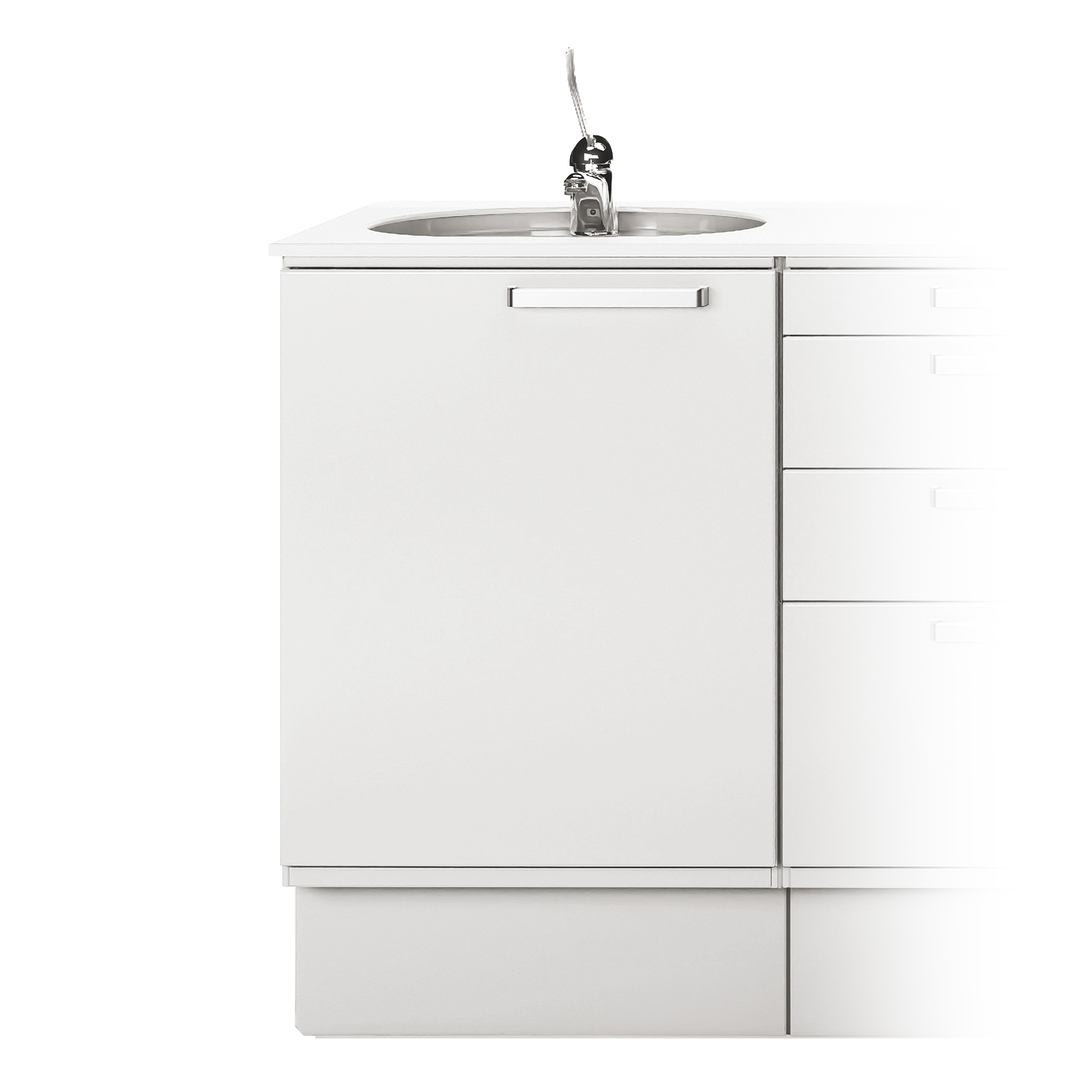 Modulo per mobile componibile con lavello inox, miscelatore e zoccolino