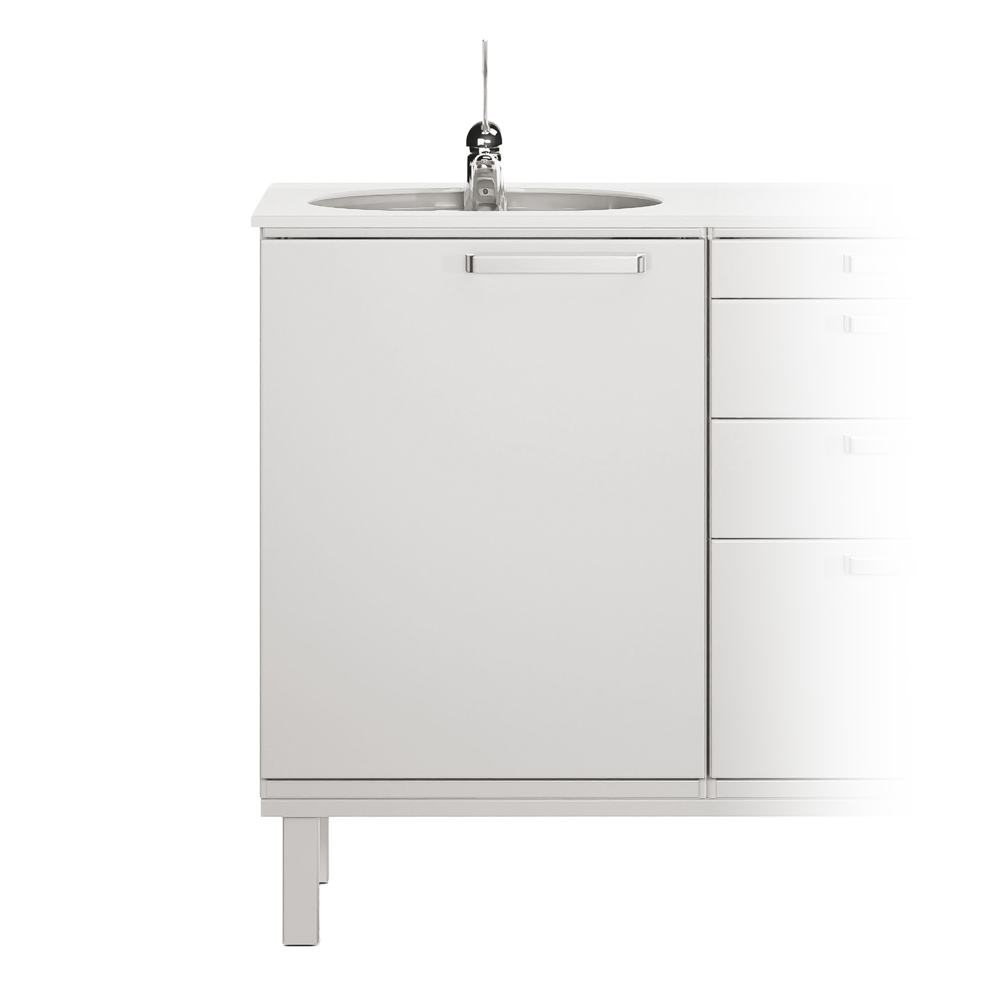 Modulo per mobile componibile con lavello inox, miscelatore e piedini