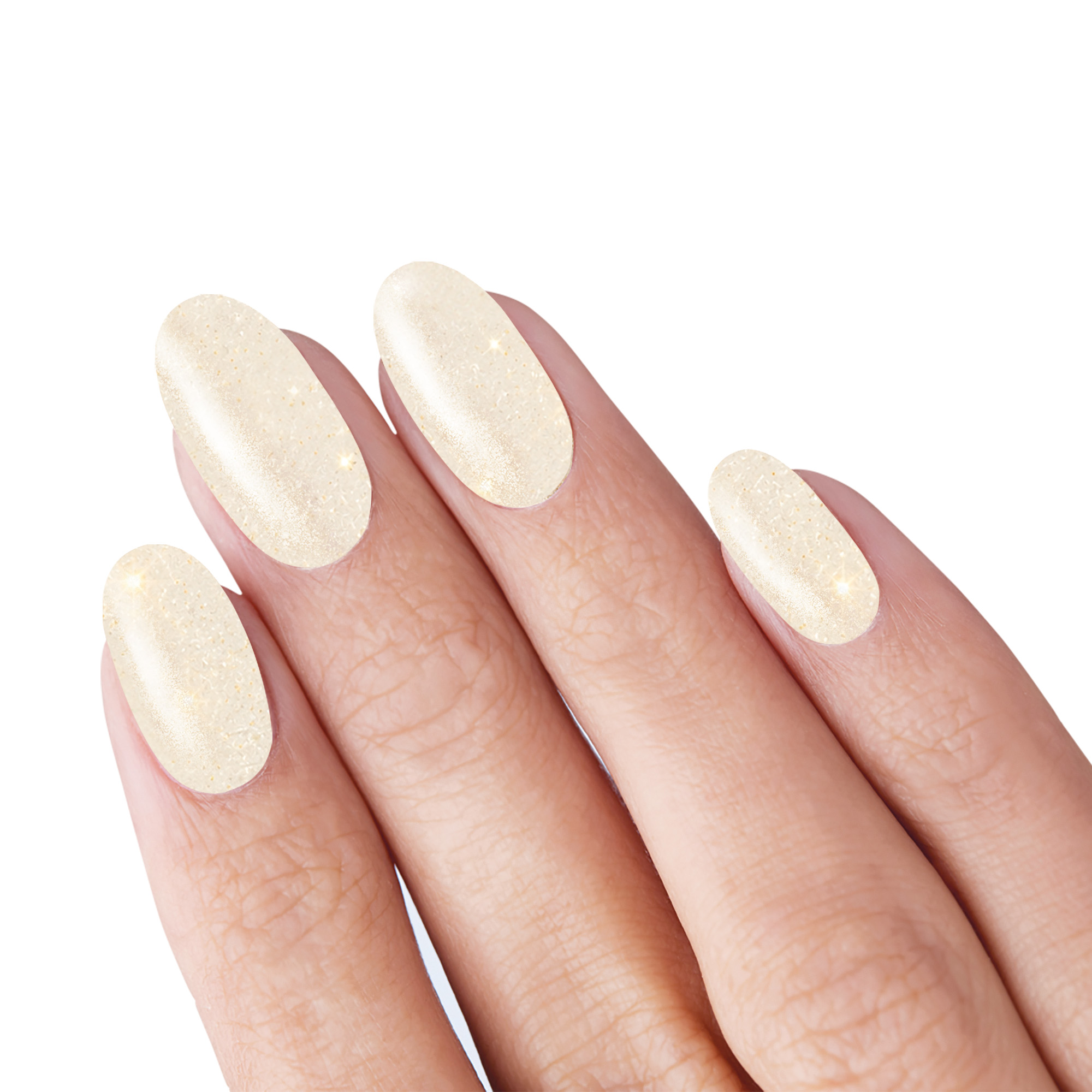 Semipermanenter Nagellack „Vanilla Sparkle“ in Cremeweiß mit goldenem Mikroglitter, 10 ml, Laqerìs Studio TNS