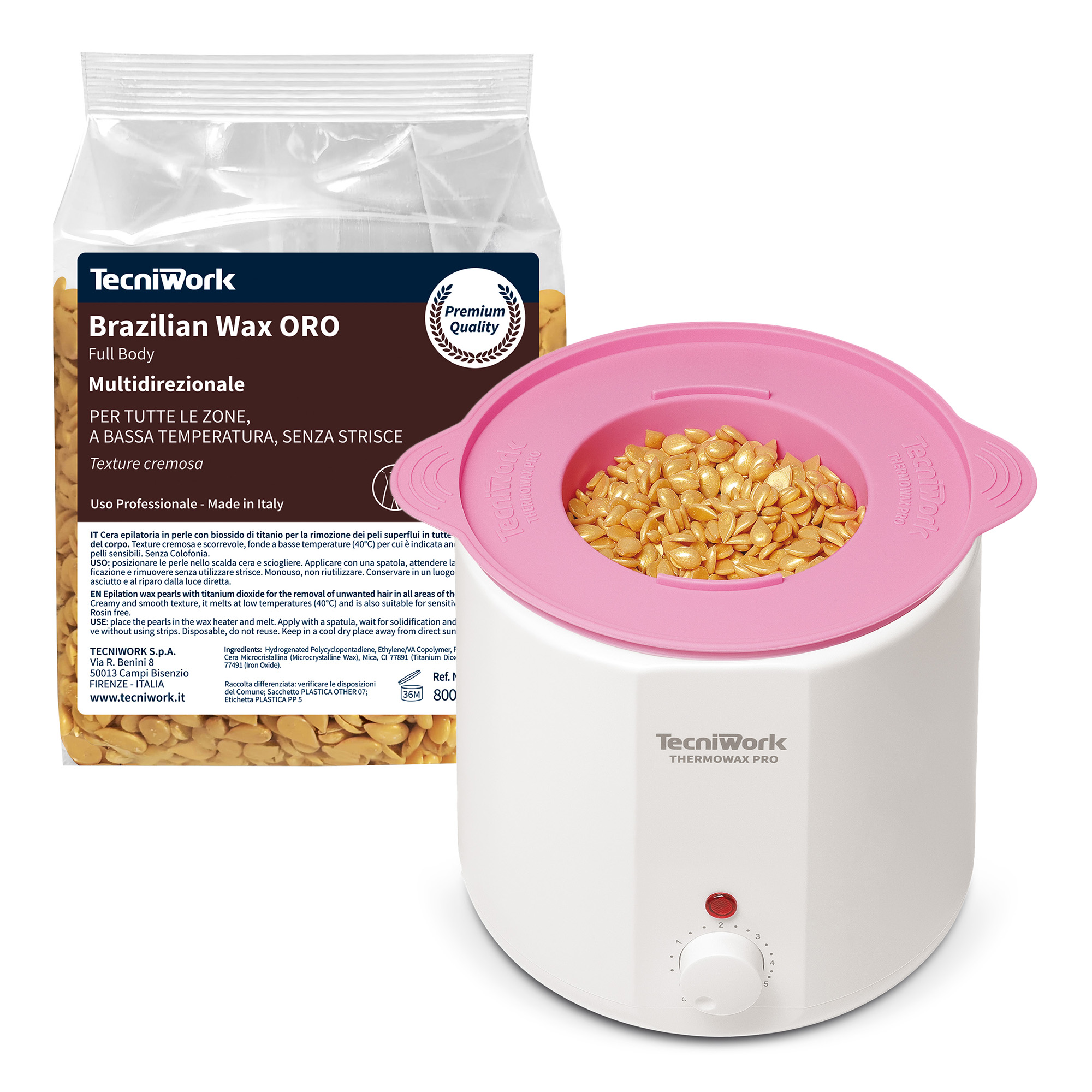 Promozione cera Brazilian Wax Oro 30+6 con Scaldacera, Vaschetta silicone e Palette spandicera