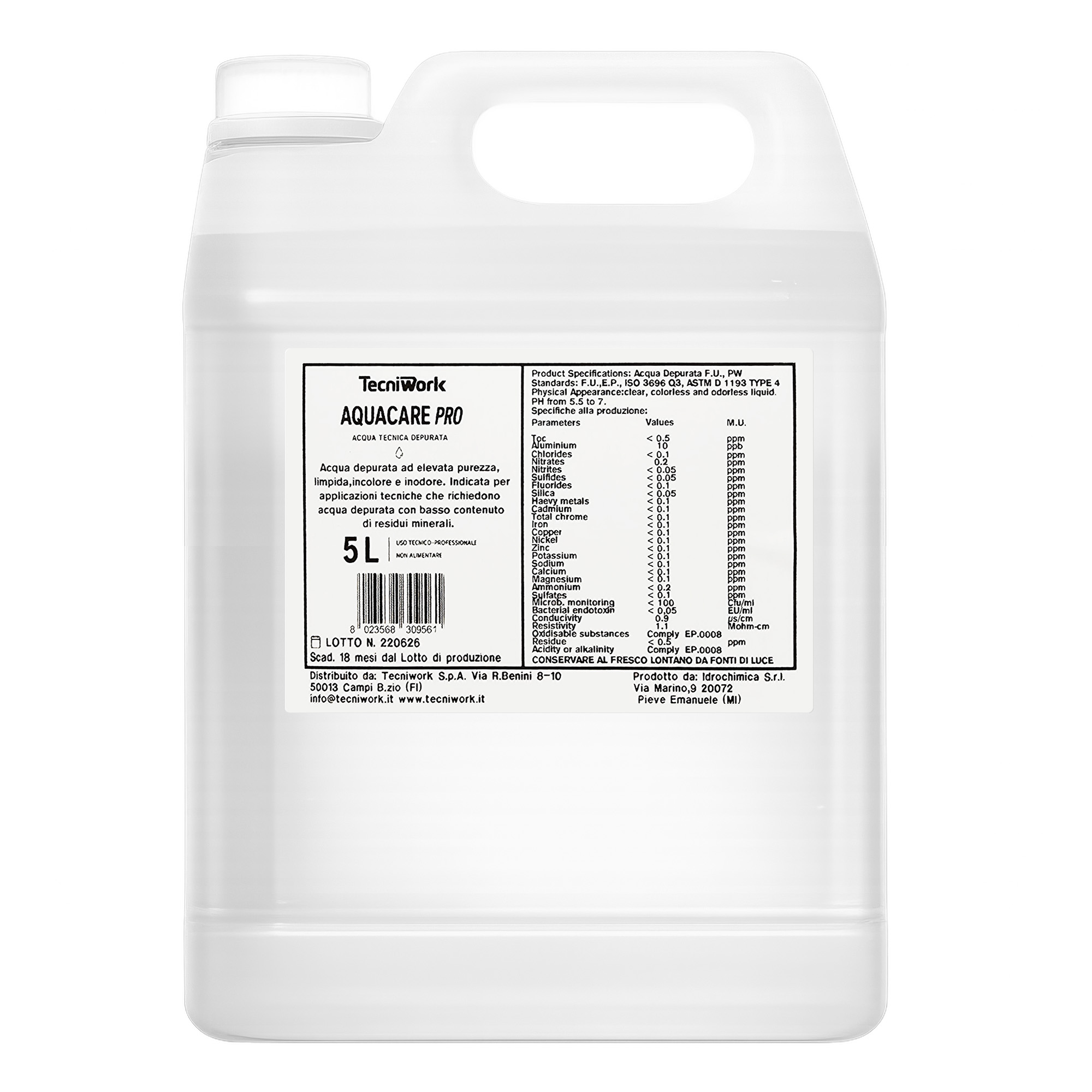Aquacare Pro acqua depurata F.U. per autoclave in tanica da 5 Litri