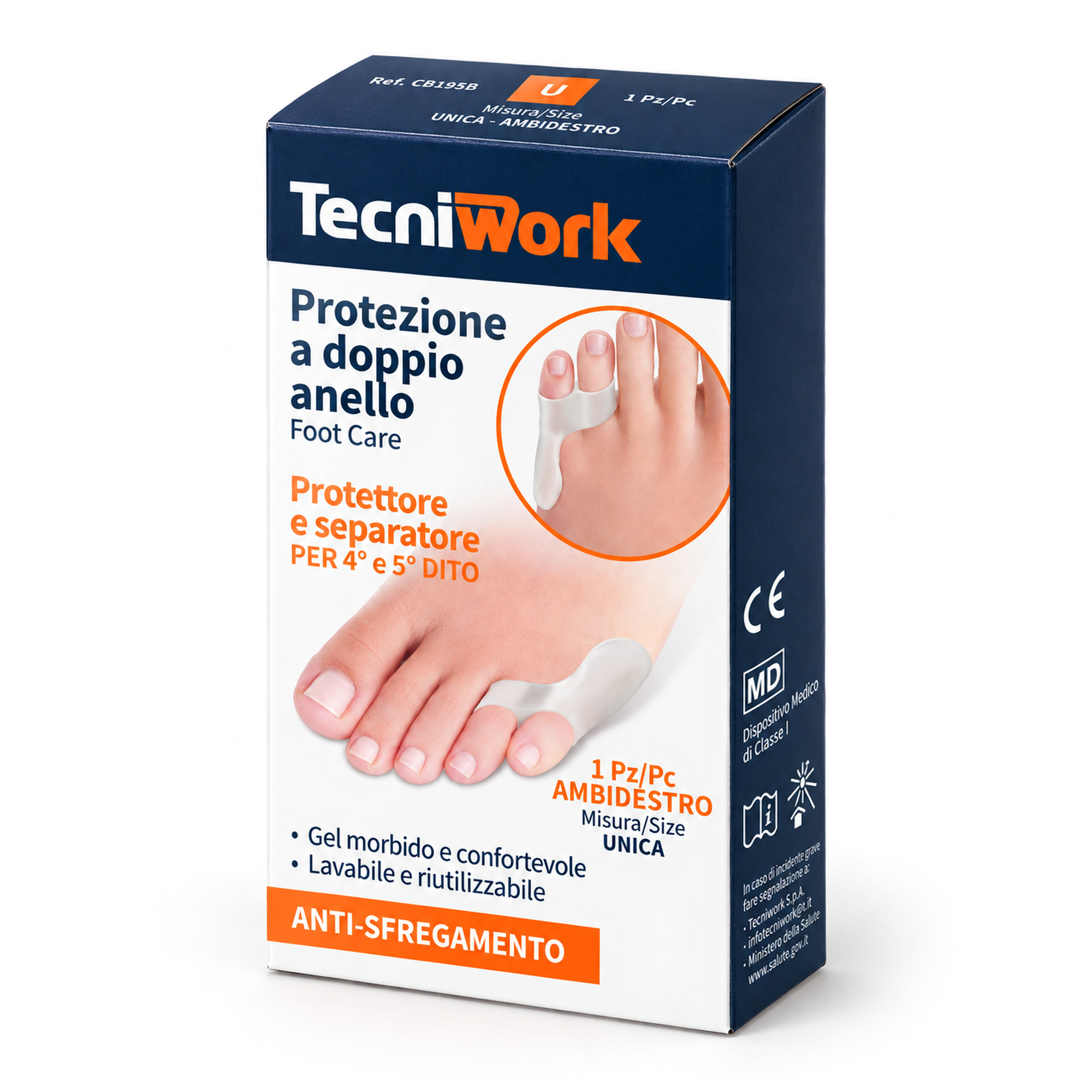 Protecteur et séparateur pour le 4e et 5e orteil avec double anneau en gel transparent 1 pc