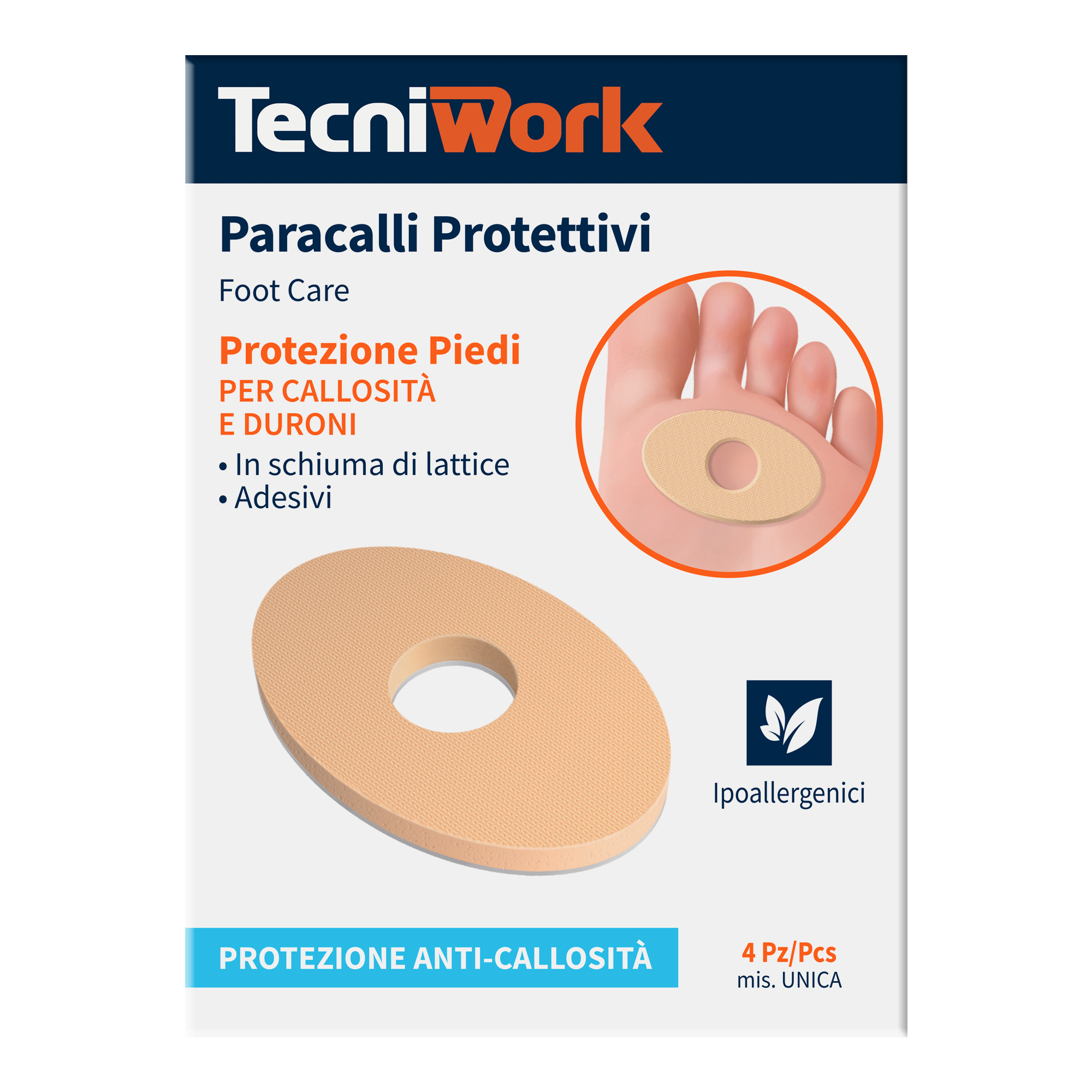 Protective pads for corns and calluses on the feet (set of 4)
