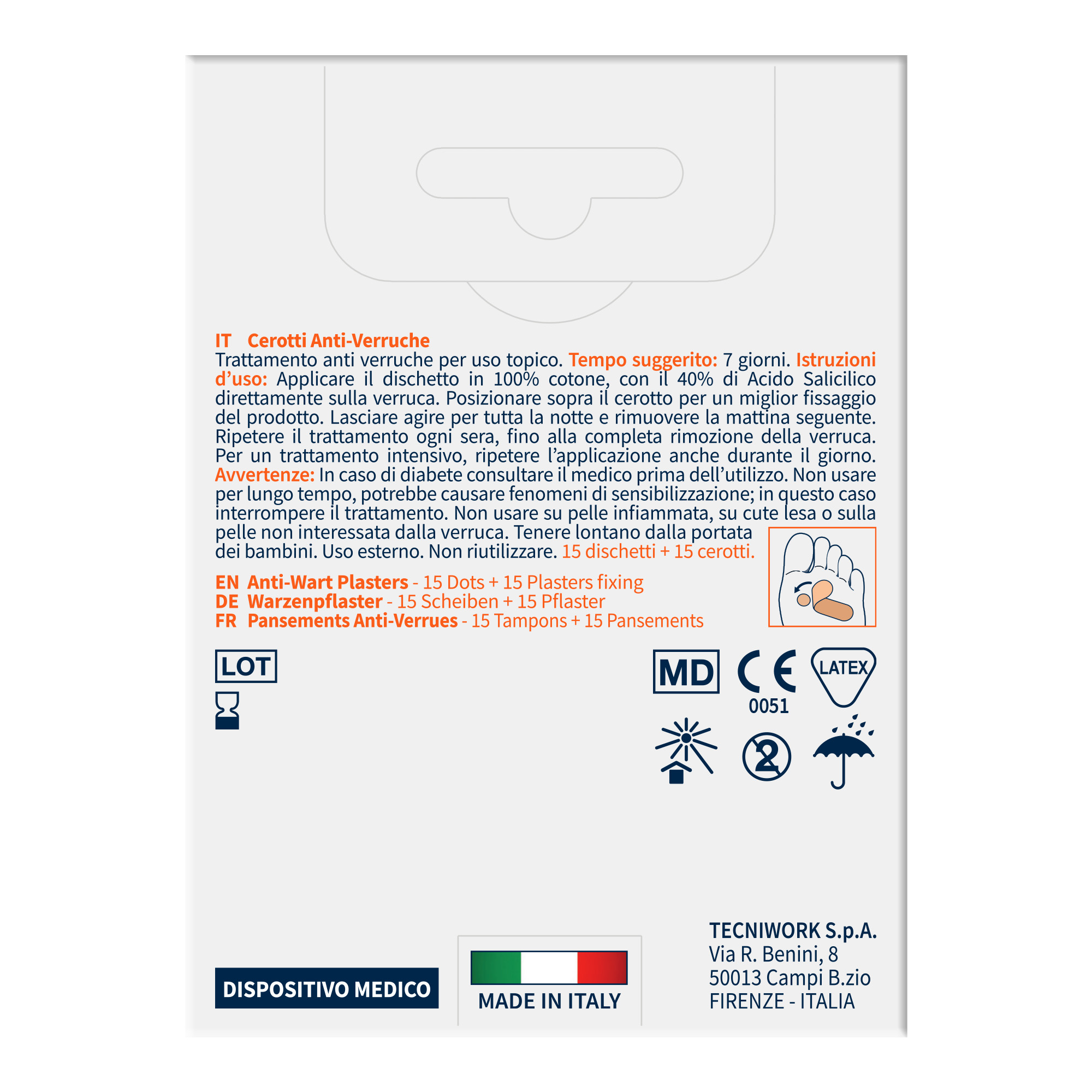 Patchs anti-verrues pour les mains et les pieds, contenant 40 % d