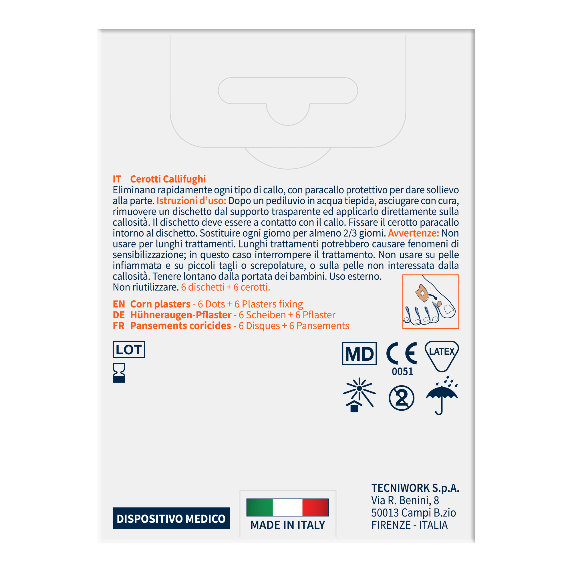 Pansements coricides intérdigitaux pour orteils avec 40% d