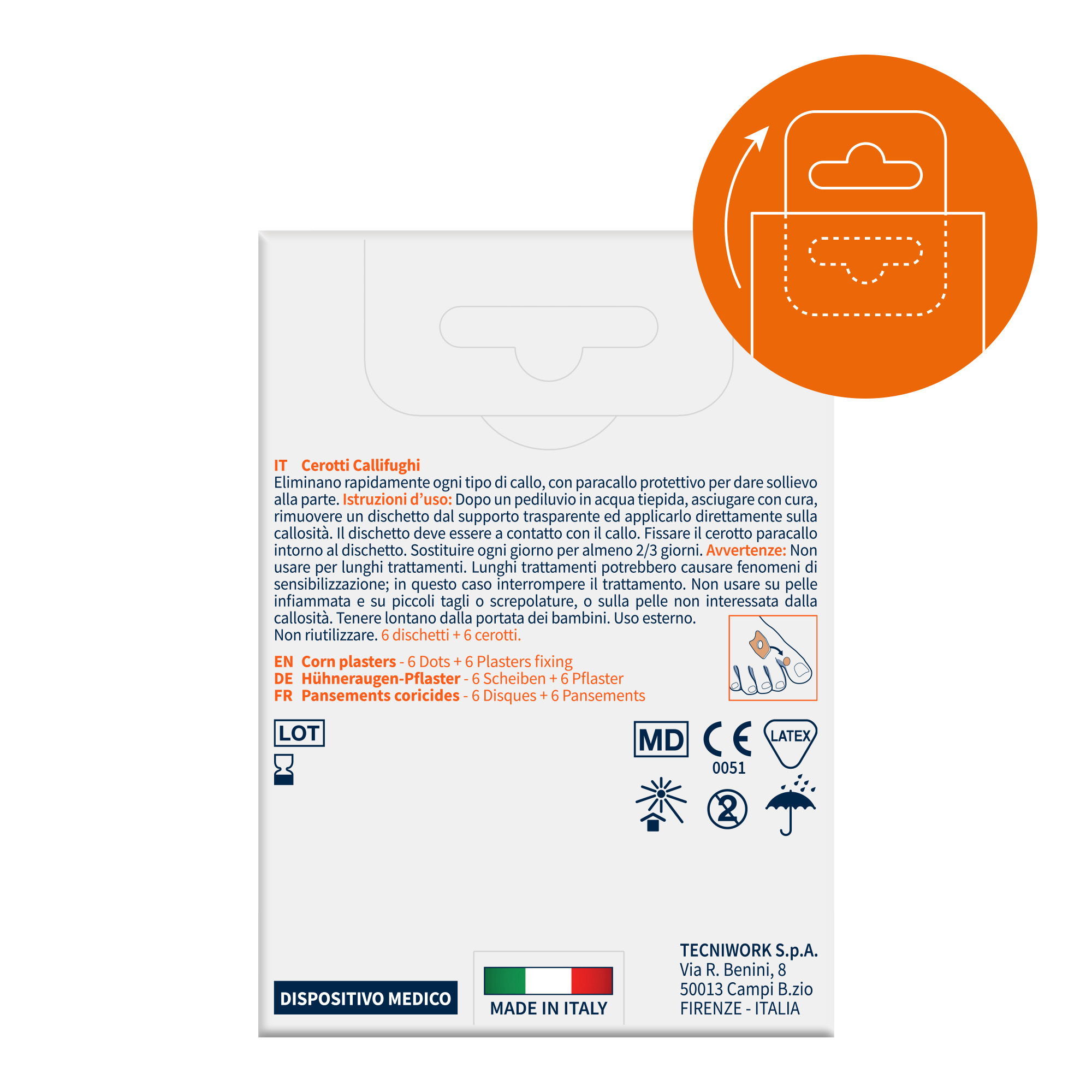 Pansements coricides intérdigitaux pour orteils avec 40% d