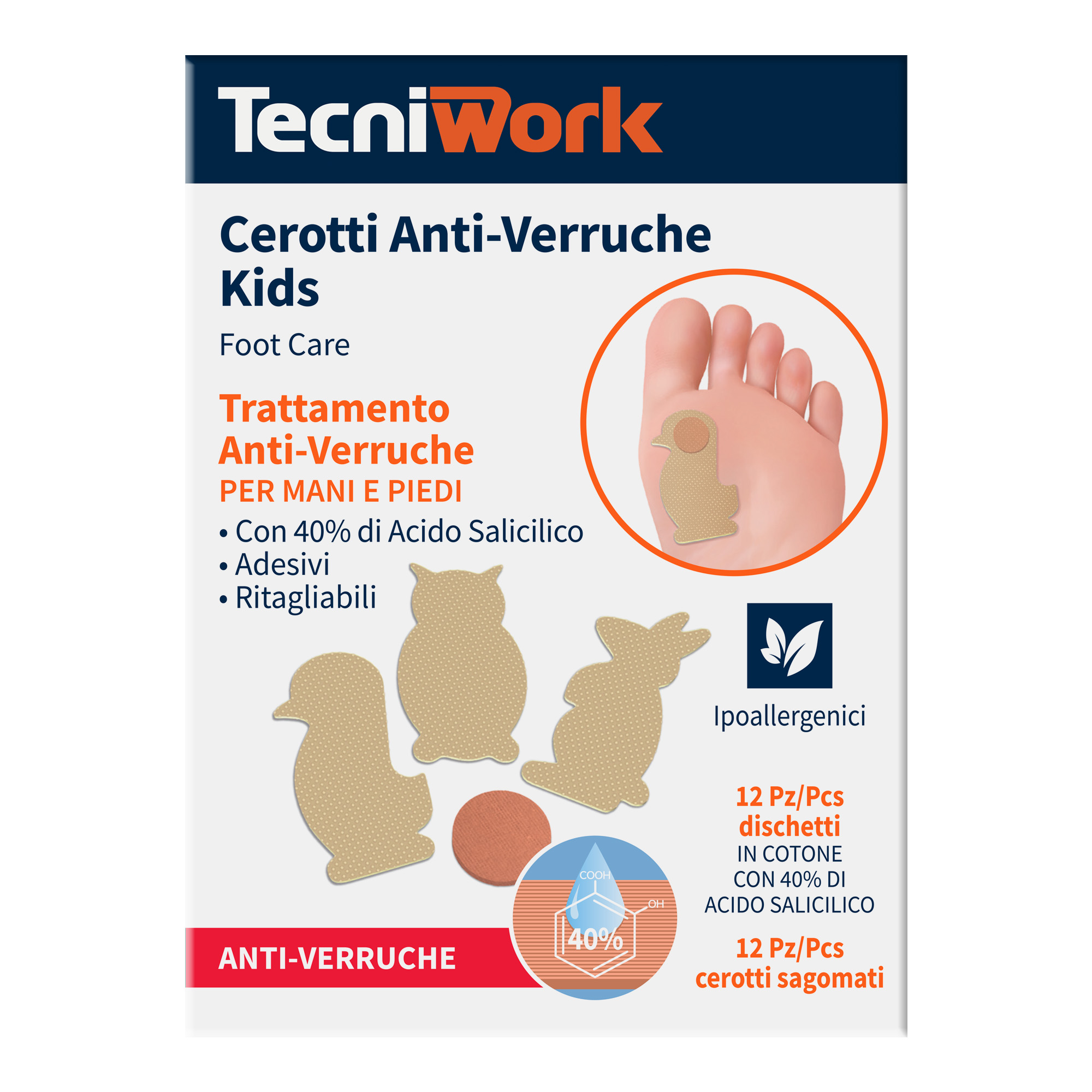 Pansements anti-verrues pour enfants contenant 40 % d