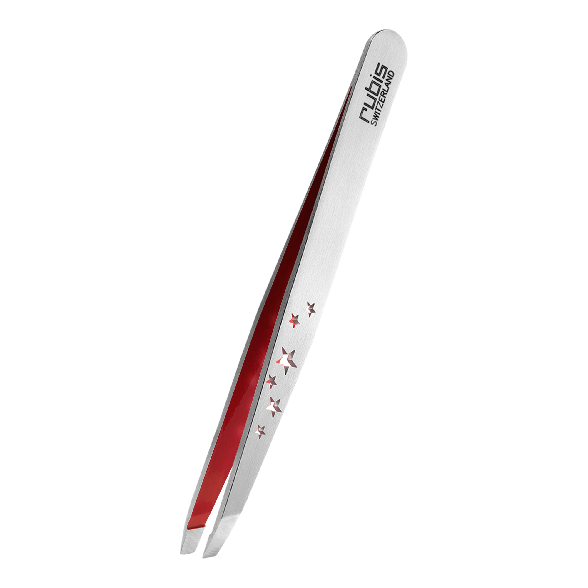 Pince à épiler Rubis en acier inoxydable avec pointe oblique, motifs en forme d